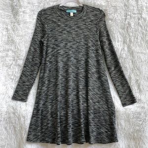 Dina Be Long Sleeve Ribbed Black and Gray Dress